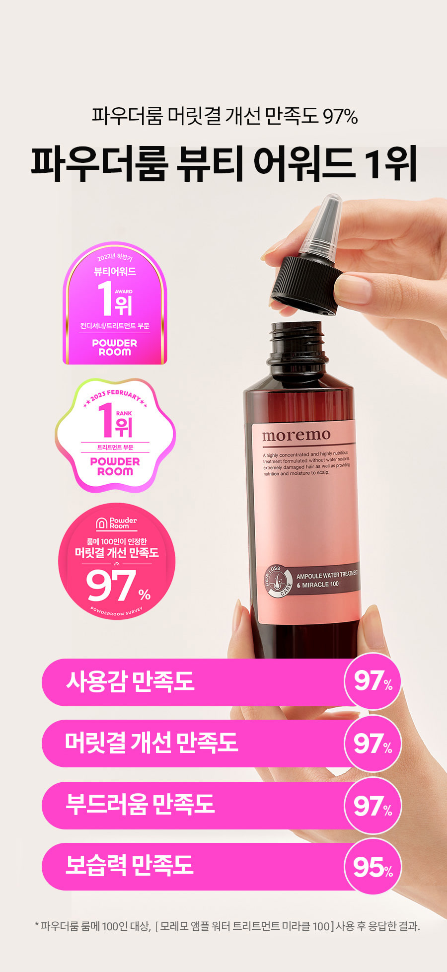 10秒護髮+防脫護理~韓國 MOREMO Ampoule Water Treatment Miracle 100 水髮膜安瓶功能性防脫護髮液 - 200ml
