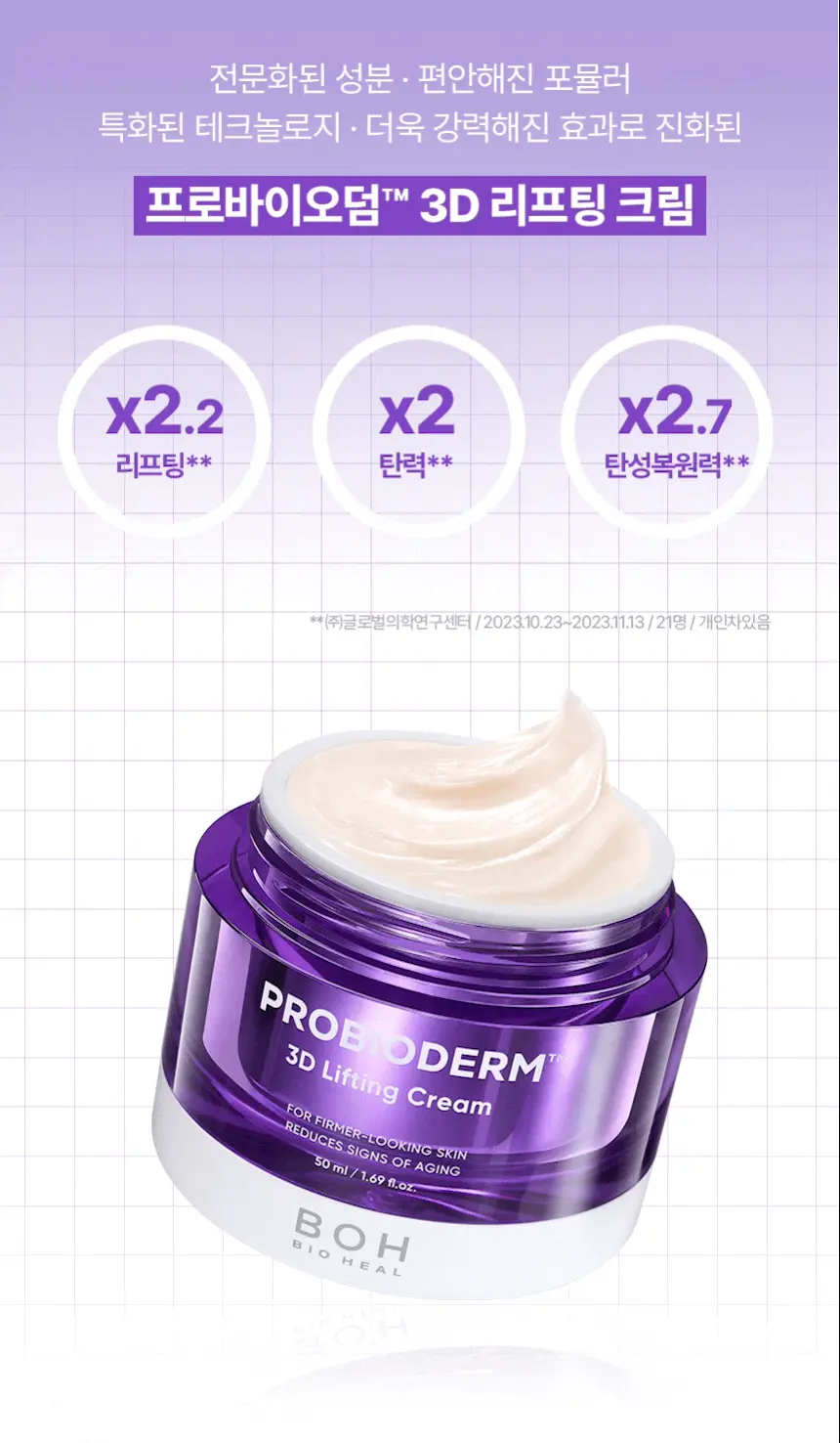 24年新強效升級版～提拉效力強2.2倍⭐ 韓國 Bio Heal BOH Probioderm 3D Lifting Cream 3維立體提拉彈力抗皺抗老益生菌多勝肽面霜