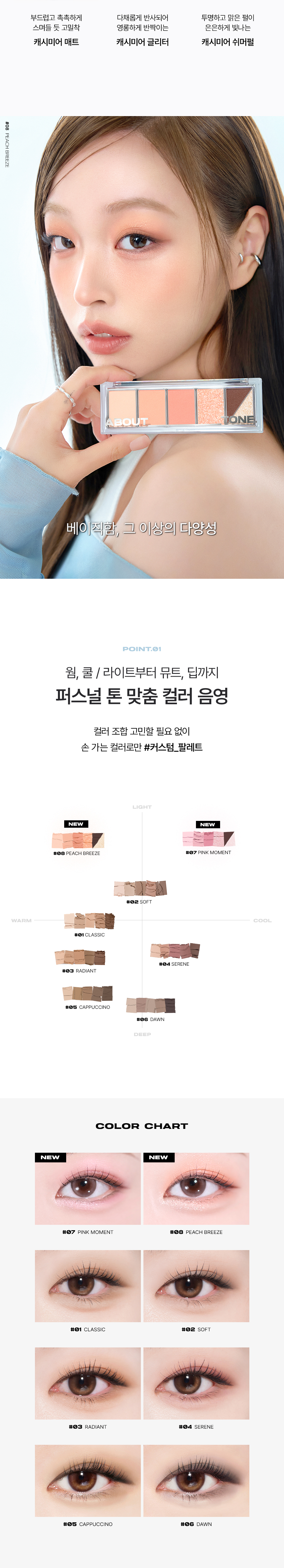 新色08入!零廢色日常實用盤~韓國 About Tone Return To Basic Shadow Palette 全霧面大地色調5色眼影盤(#01-08) - 8色選擇