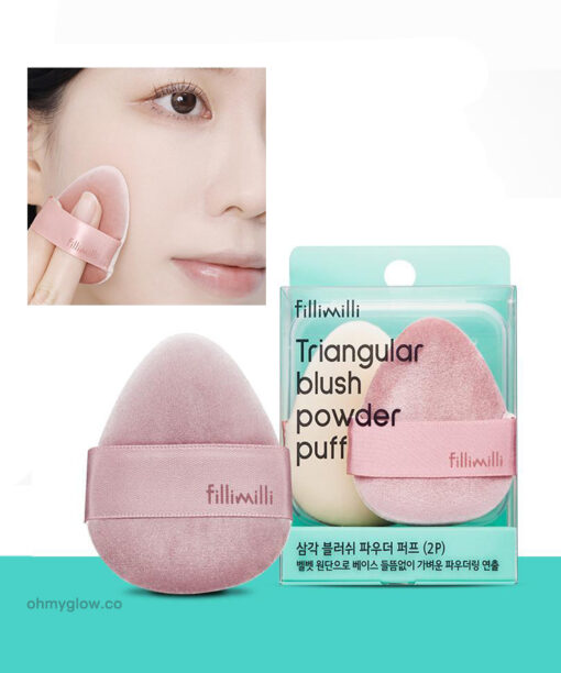 韓國 FilliMilli Triangular Blush Powder Puff 3角形胭脂粉樸 2個裝連收納盒