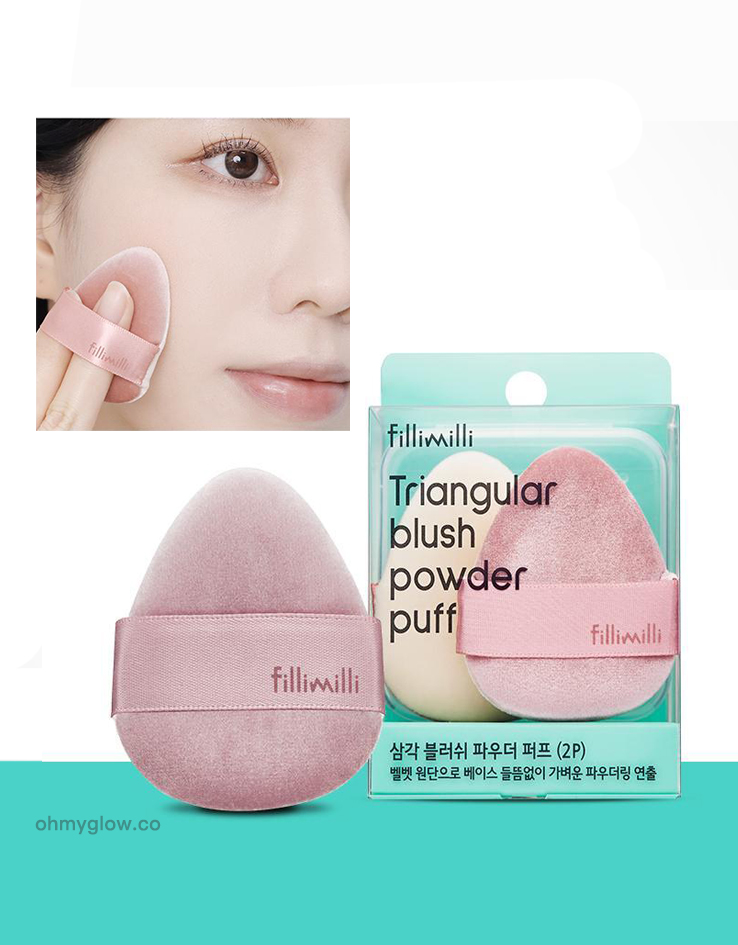 韓國 FilliMilli Triangular Blush Powder Puff 3角形胭脂粉樸 2個裝連收納盒