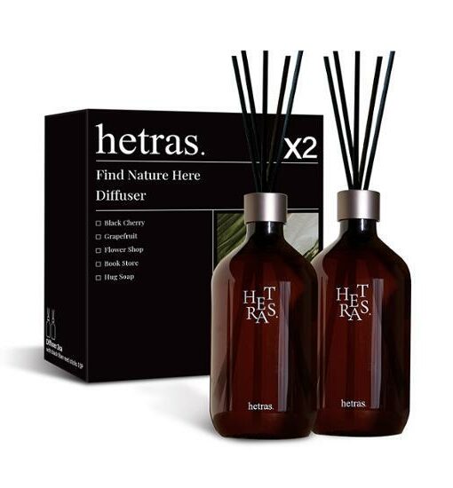 韓國 Olive Young 熱賣! Hetras Premium Diffuser 2P Set 高級室內香氛擴香瓶 (一套2瓶大容量500ml x 2)- 10款香味選擇