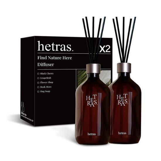 韓國 Olive Young 熱賣! Hetras Premium Diffuser 2P Set 高級室內香氛擴香瓶 (一套2瓶大容量500ml x 2)- 10款香味選擇