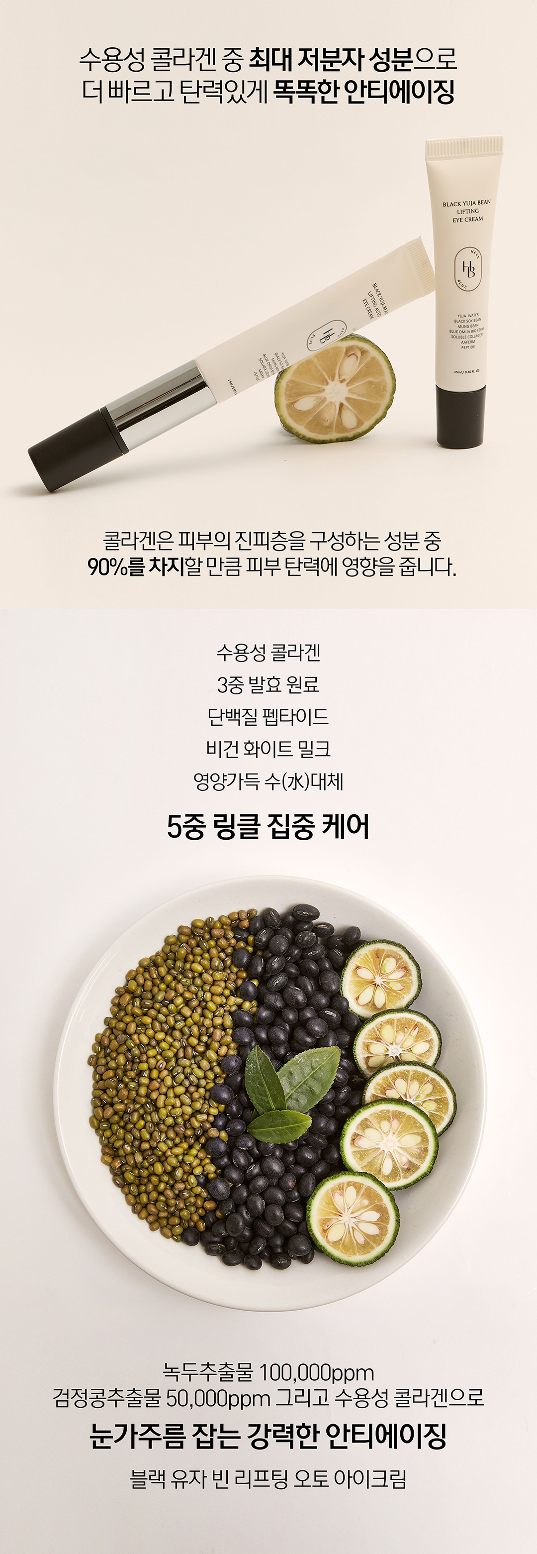 韓國 新升級自帶超聲波震動按摩頭！KO眼紋、法令紋、頸紋～HeveBlue Black Yuja Bean Lifting Auto Eye Cream 第3代高效能震動天然黑豆青柚豆奶美白淡皺提拉眼霜
