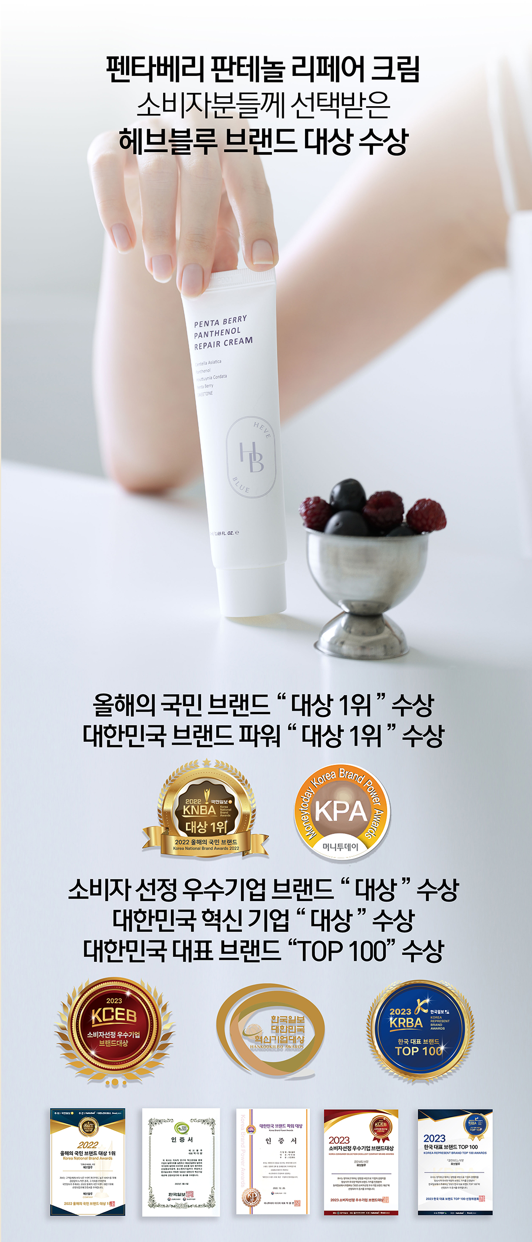 韓國 HeveBlue Penta Berry Panthenol Repair Cream 五莓泛醇修屏保濕面霜 - 50ml
