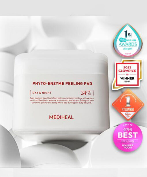 韓國 推介黑頭粗糙肌～MediHeal Phyto-Enzyme Peeling Pad 植物酵素角蛋白去角質死皮爽膚棉片 - 90片裝