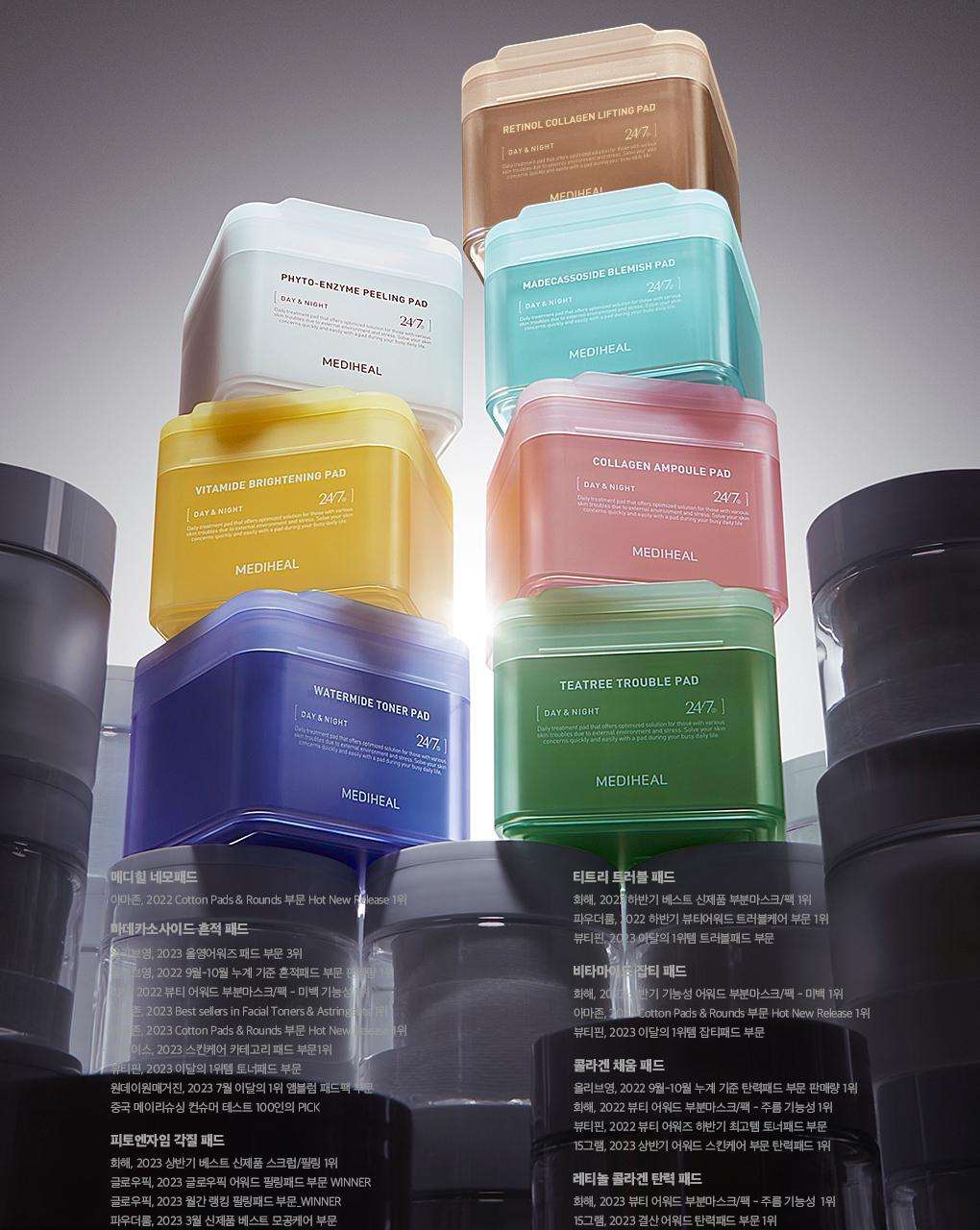 韓國 推介黑頭粗糙肌～MediHeal Phyto-Enzyme Peeling Pad 植物酵素角蛋白去角質死皮爽膚棉片 - 90片裝