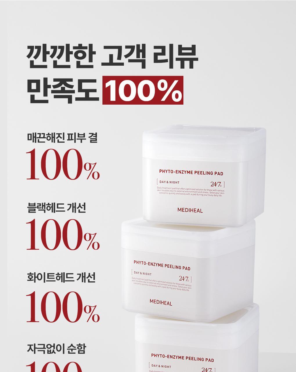 韓國 推介黑頭粗糙肌～MediHeal Phyto-Enzyme Peeling Pad 植物酵素角蛋白去角質死皮爽膚棉片 - 90片裝