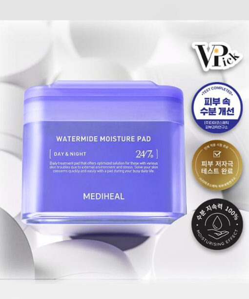 推介乾燥/缺水肌～韓國 MediHeal Watermide Toner Pad 10重透明質酸保濕降溫爽膚濕敷棉片 - 100片裝