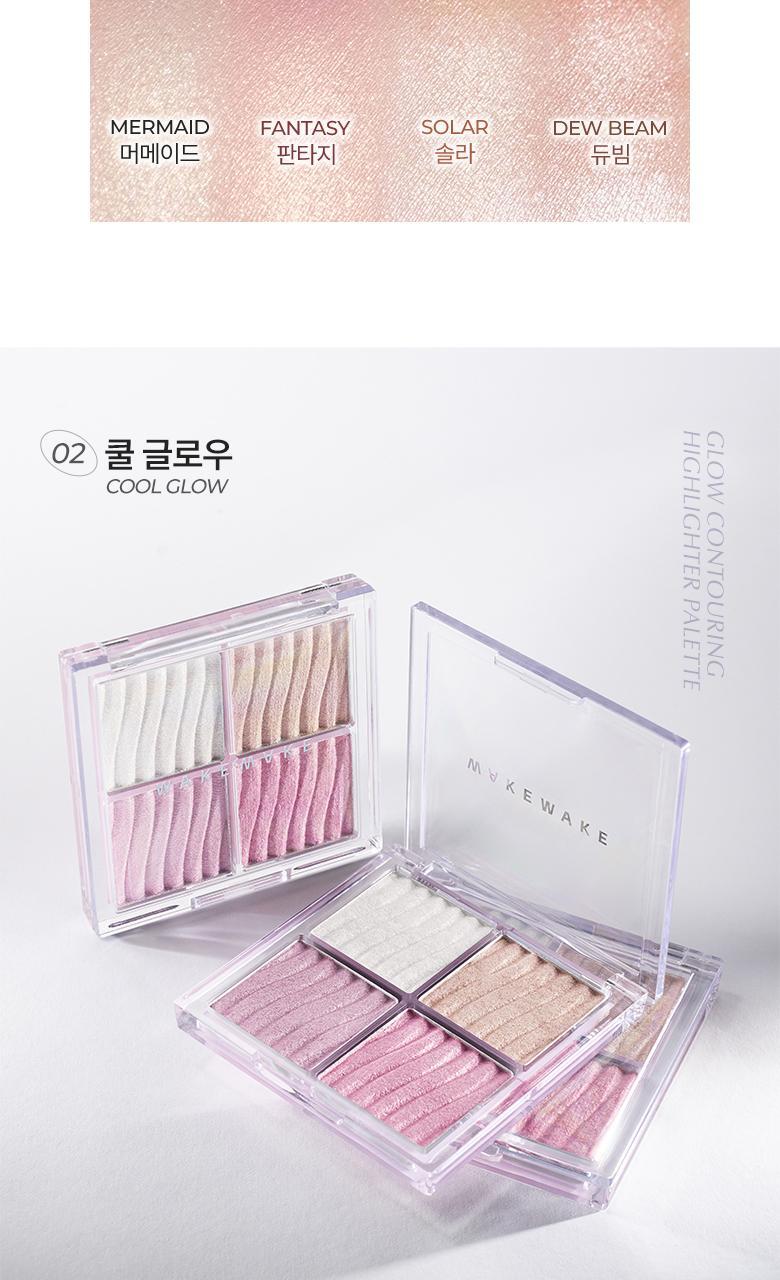 韓國 WakeMake Glow Contouring Highlighter Palette 4色立體塑影高光盤 - 2色調選擇