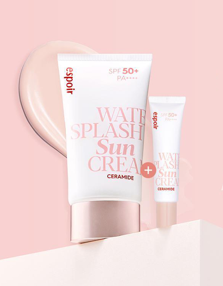 〔限量set + 送20ml〕韓國 Espoir Water Splash Sun Cream Ceramide SPF50+ PA++++ 爆水提亮潤色防曬乳霜 - 60ml