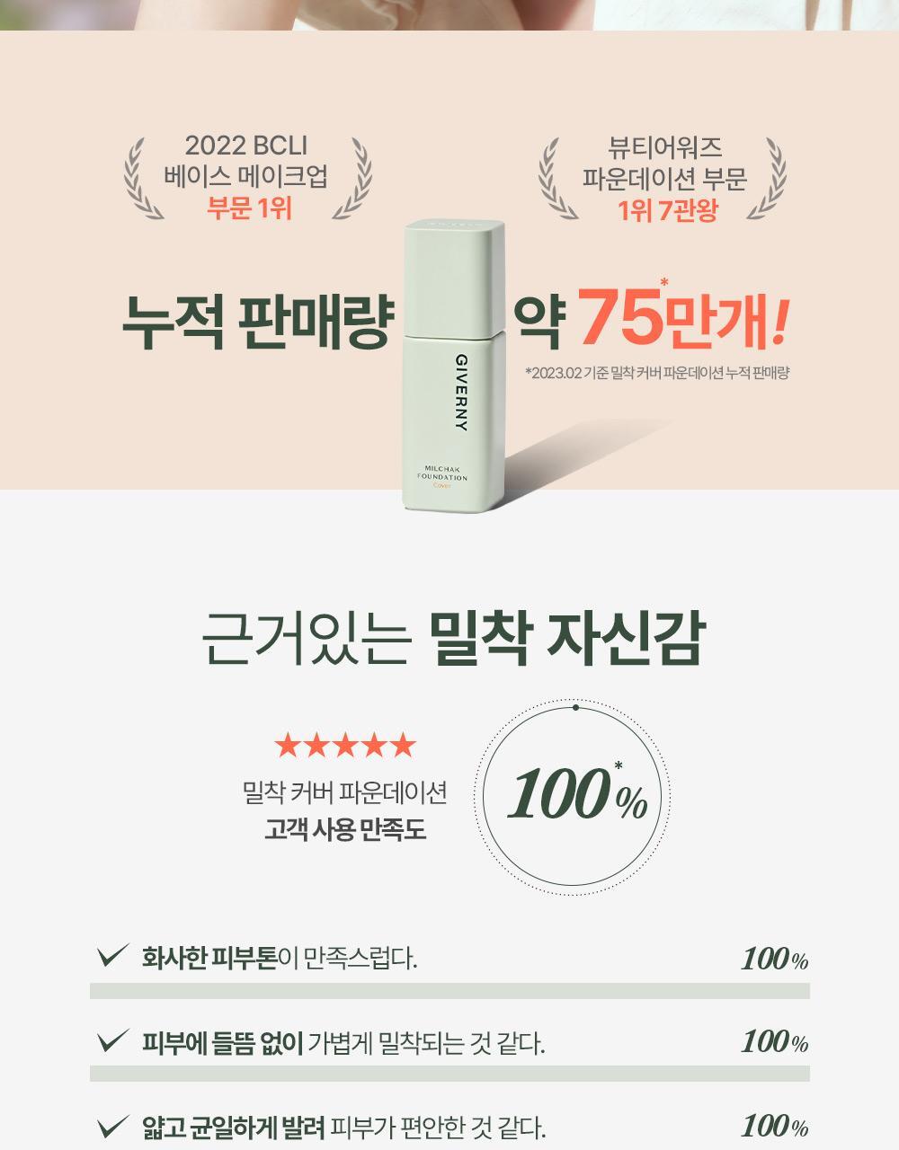 韓國 GIVERNY Milchak Cover Foundation 72小時持3秒貼服粉底液 SPF30 PA++