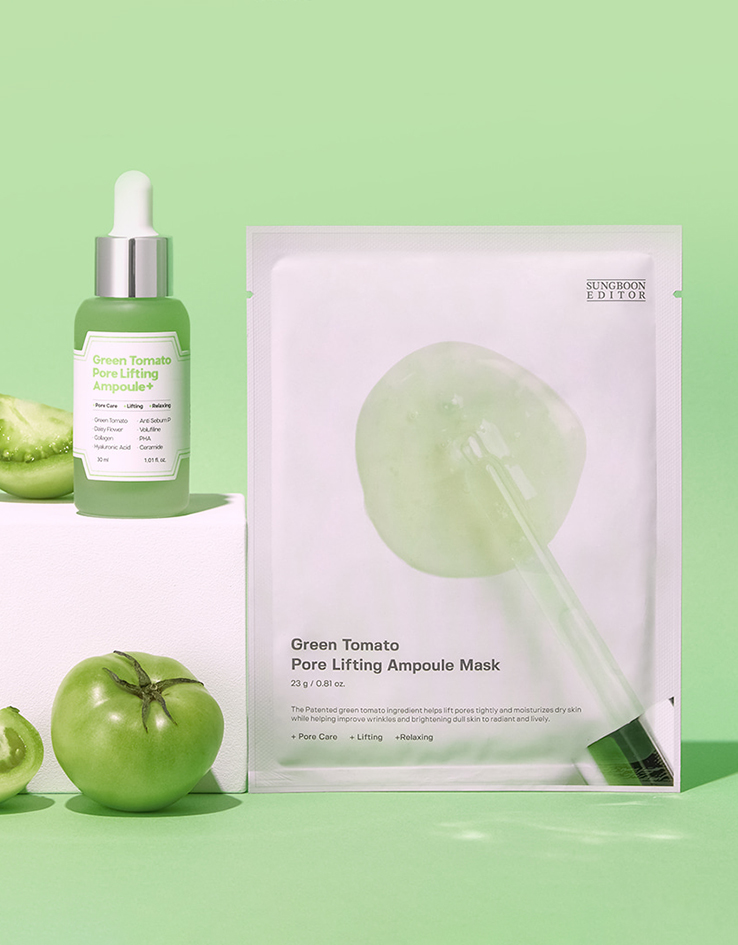 韓國Sungboon Editor Green Tomato Pore Lifting Ampoule Mask 綠番茄緊緻收毛孔安瓶精華面膜 1盒10片裝 - 2種選擇
