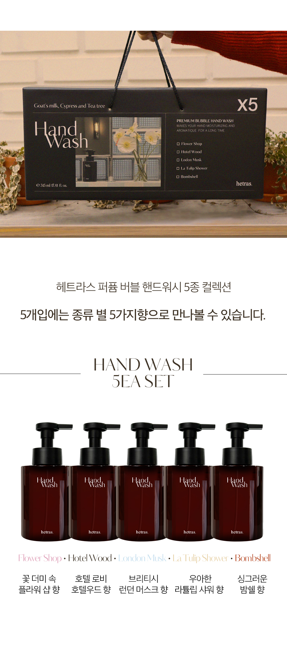 韓國 hetras Perfume Bubble Hand Wash 2P Set 香水泡泡洗手液2支裝 515ml x 2 - 5種香味選擇