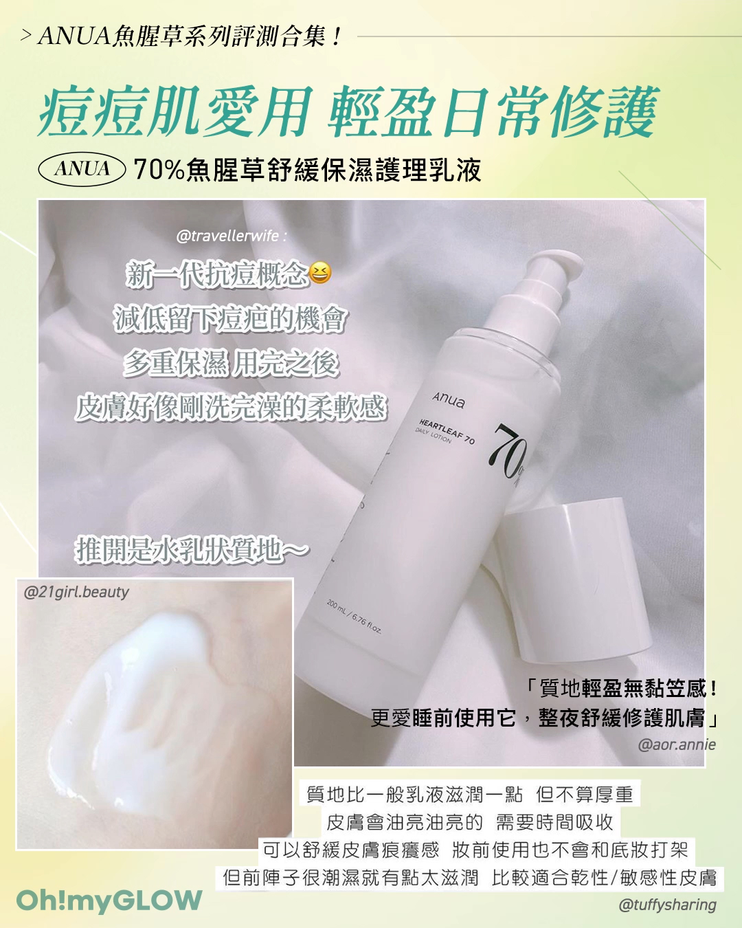 ANUA 5款皇牌產品+本地美妝KOLs的魚腥草系列評價合集 ANUA Heartleaf 70% Daily Lotion 痘痘肌最愛用乳液