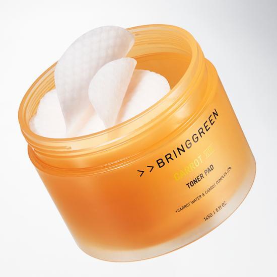 韓國 Clean beauty Bring Green Carrot Vita Toner Pad 胡蘿蔔維C明亮淨肌爽膚棉片 - 60片裝