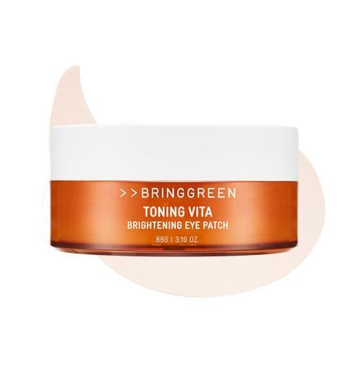 16種維他命成份提亮+淡紋！韓國 Bring Green Toning Vita Brightening Eye Patch 維他命亮白水凝膠眼膜 - 60片裝
