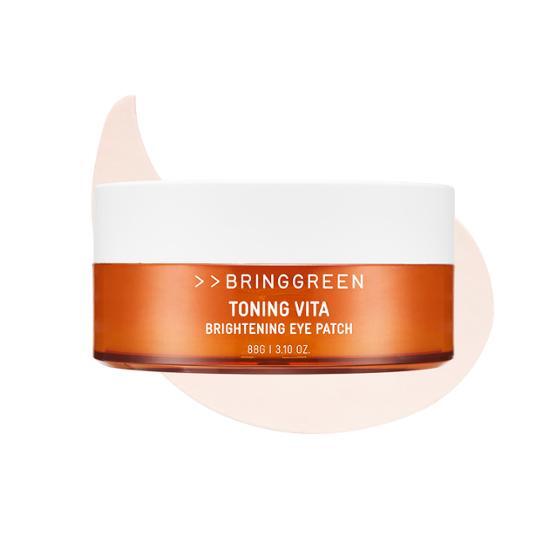 16種維他命成份提亮+淡紋！韓國 Bring Green Toning Vita Brightening Eye Patch 維他命亮白水凝膠眼膜 - 60片裝