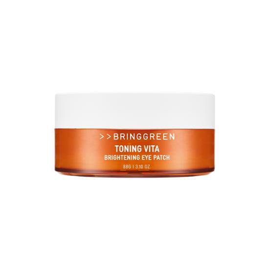 16種維他命成份提亮+淡紋！韓國 Bring Green Toning Vita Brightening Eye Patch 維他命亮白水凝膠眼膜 - 60片裝