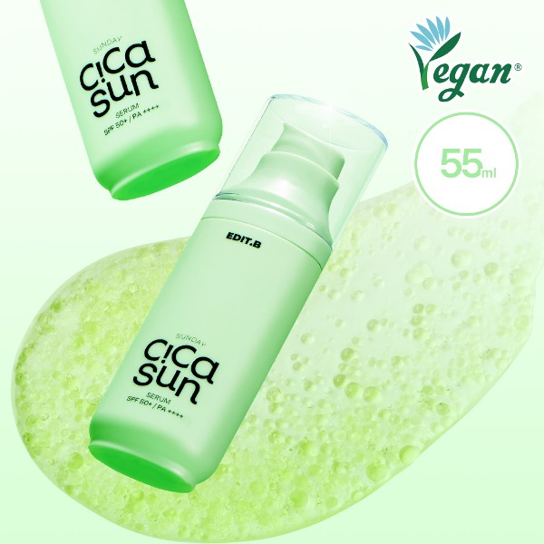 韓國 EDIT.B Sunday Cica Sun Serum 💚 去紅舒緩積雪草防曬精華 SPF50+ PA++++ - 55ml