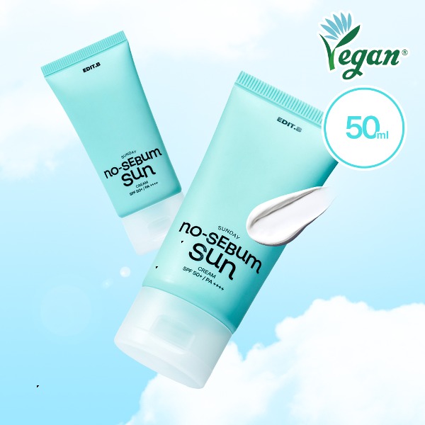 韓國 EDIT.B Sunday No-Sebum Sun Cream 💙 控油0油脂物理防曬霜 SPF50+ PA++++ - 50ml