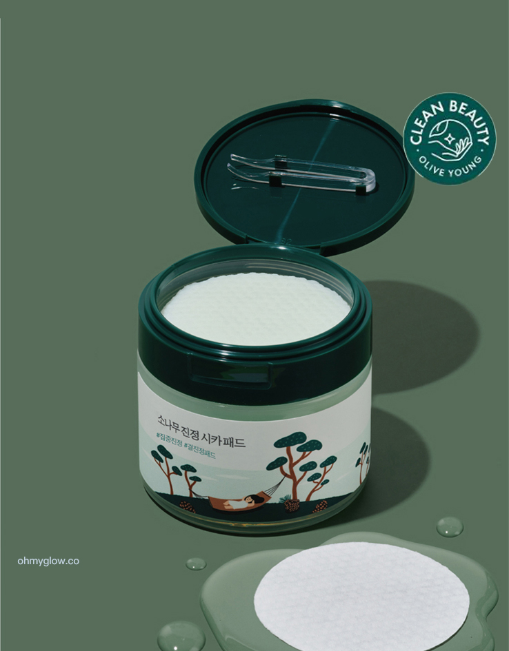深層鎮靜 即時降溫～韓國 RoundLab Pine Calming CICA Pad 松樹積雪草鎮靜爽膚棉片 - 50片裝