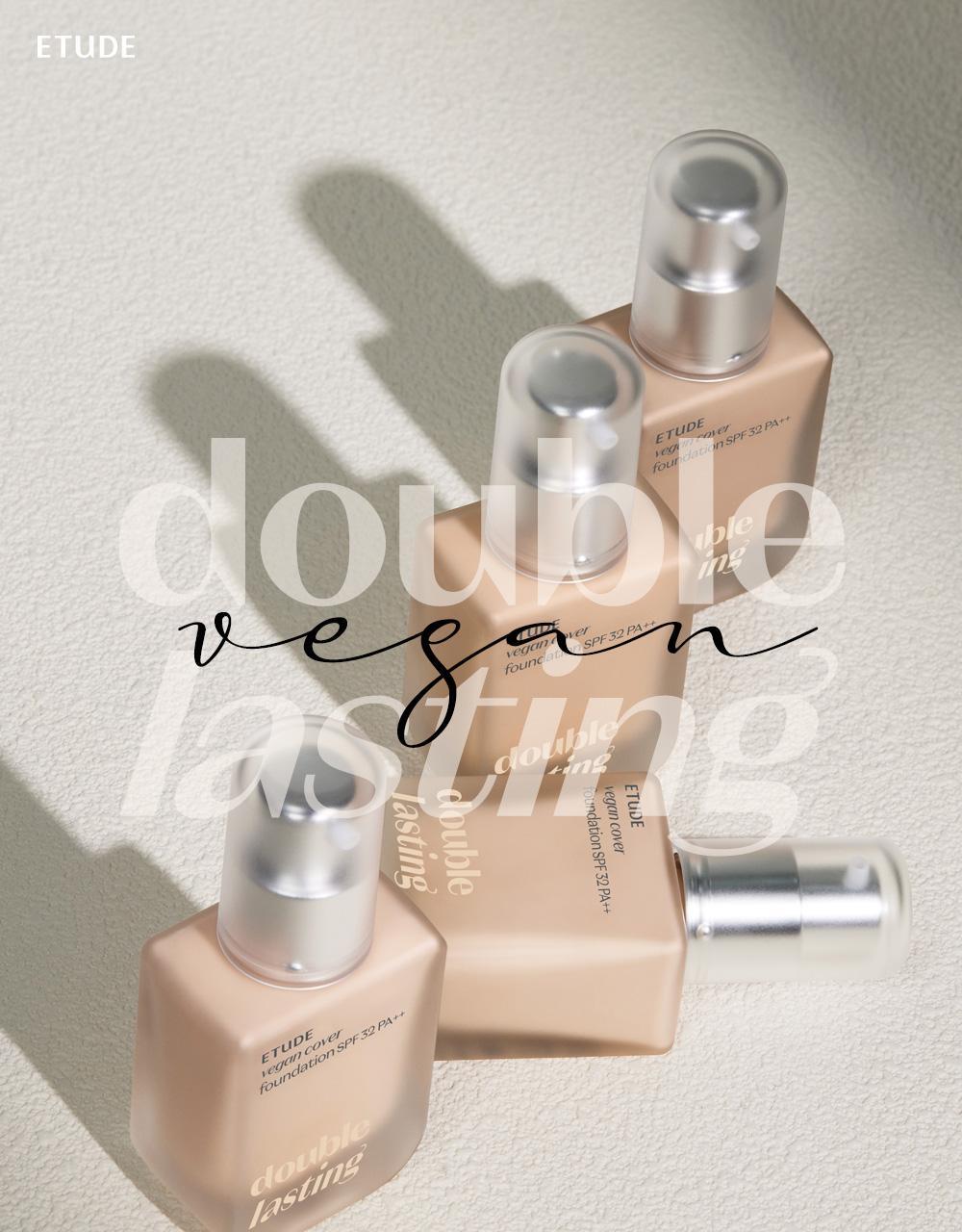 新升級版~韓國 etude House Double Lasting Vegan Cover Foundation SPF 32 PA++ 24小時持久無瑕純素粉底液 - 4種選擇