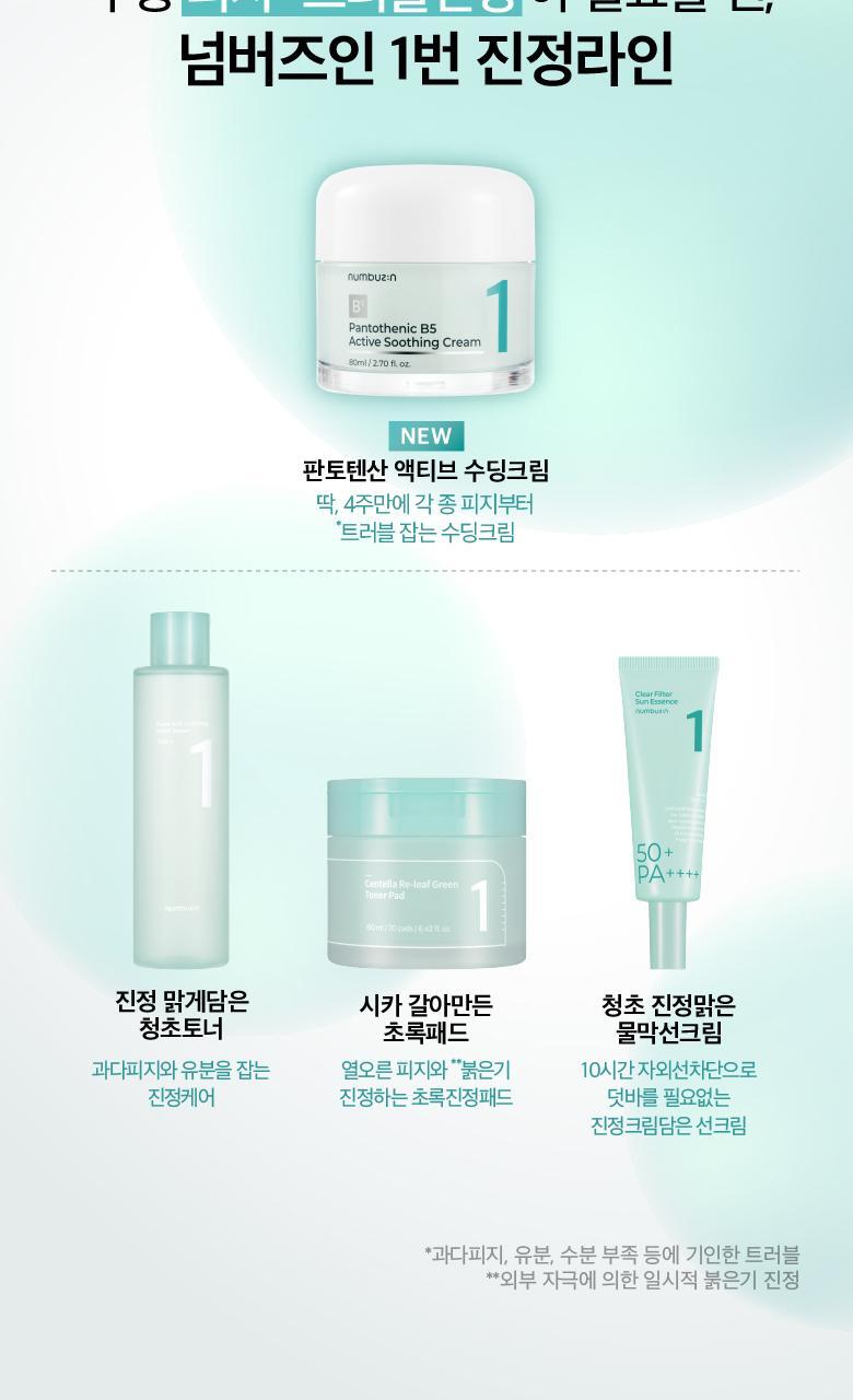 根源解決皮脂粉刺~韓國 numbuzin Pantothenic B5 Active Soothing Cream 活性泛酸B5控油舒緩保濕啫喱面霜 - 80ml