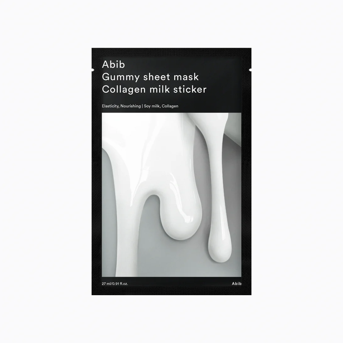 [升級新版] 10分鐘保濕彈滑～韓國 Abib Gummy Sheet Mask Collagen Milk Sticker 香口膠牛奶膠原蛋白保濕美白面膜 一盒10片 - 2種選擇