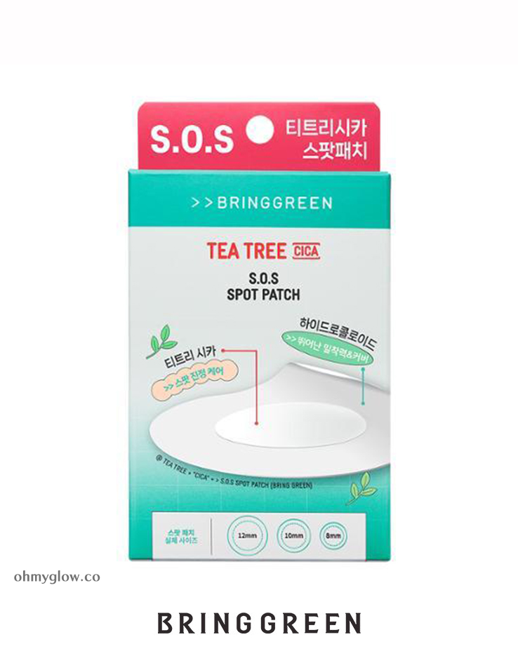 [新版]韓國 Bring Green Tea Tree Cica S.O.S Spot Patch 茶樹積雪草水楊酸抗痘貼 75+25 片裝