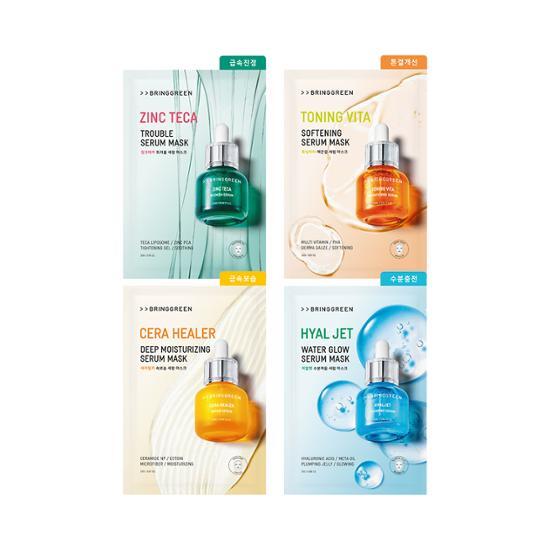 油痘肌～韓國Bring Green Zinc Teca Trouble Serum Mask 高效能積雪草鋅控油舒緩減紅降溫面膜 - 多種選擇