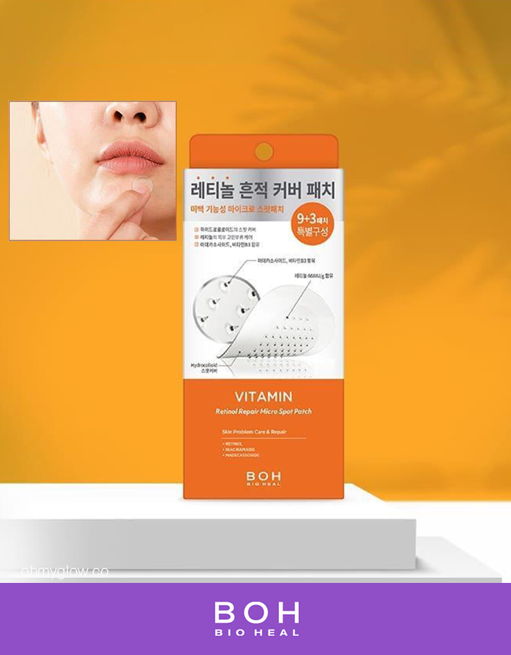 韓國 Bio Heal BOH Vitamin Retinol Repair Micro Spot Patch 可溶維生素A醇視黃醇微針導入去斑疤除印除瑕疵貼 9+3片