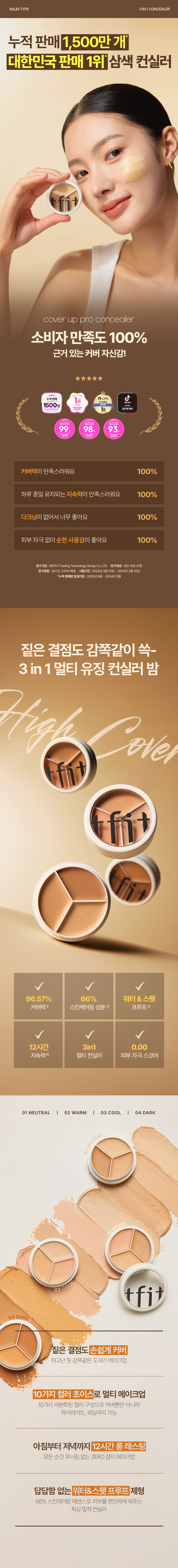 韓國 TFIT Cover Up Pro Concealer 3色遮瑕盤 - 3種色調選擇
