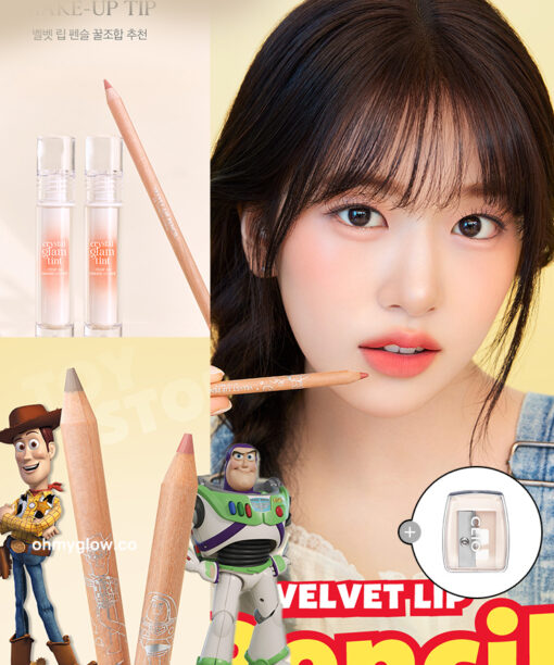 新色⭐Toy Story聯名系列入！【🎁附送Sharpener!】GlowPick🏆 韓國 CLIO X Happyrim #☕Cafe In Love Edition Velvet Lip Pencil 絲絨造型木軸唇線筆(#01-08) - 8色選擇