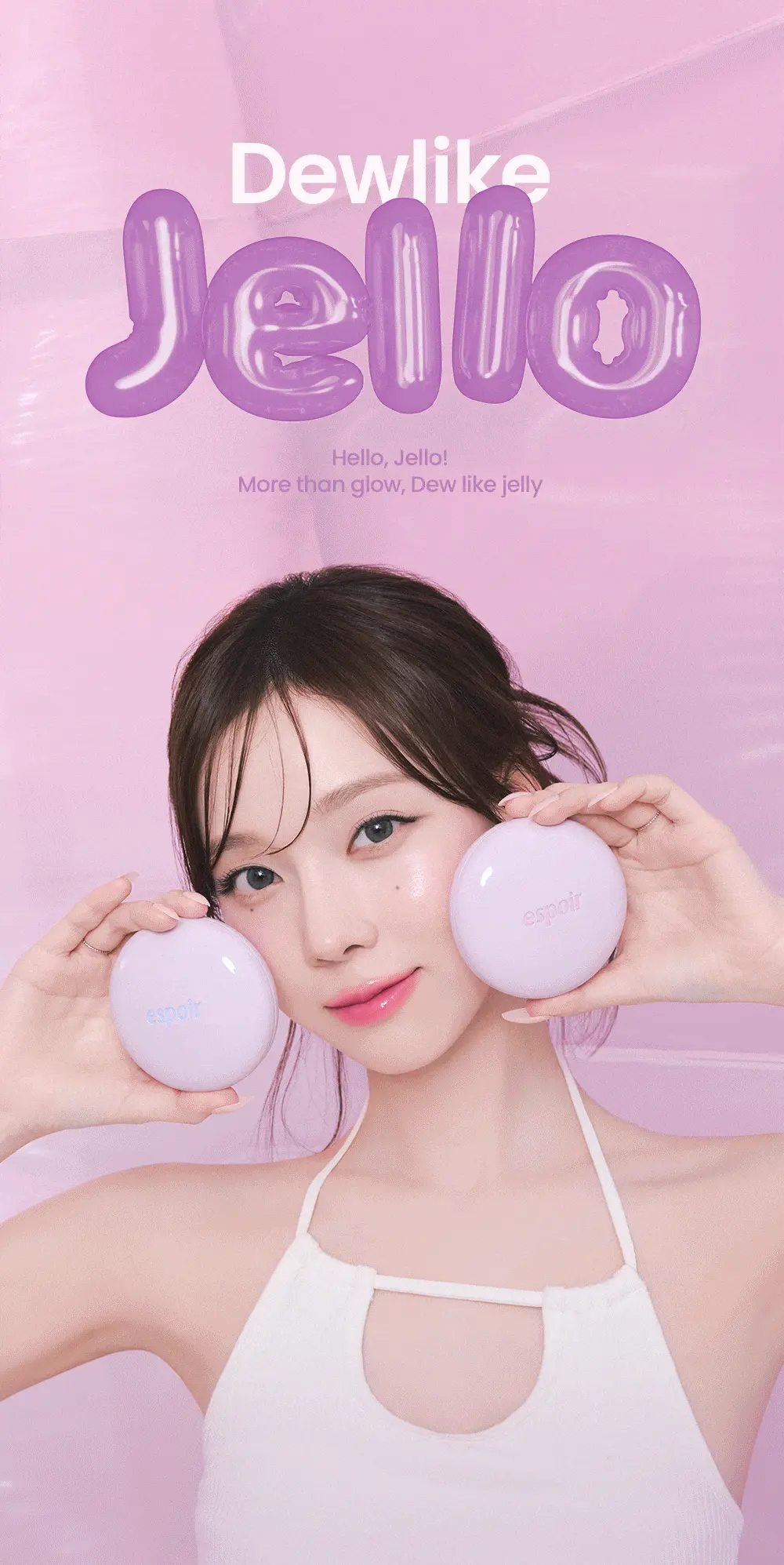 韓國 espoir Dewlike Jello Tone Up Cushion 露水果凍水光調色保濕提亮氣墊 SPF50+ PA+++ - (紫/桃膚/藍)3色選擇