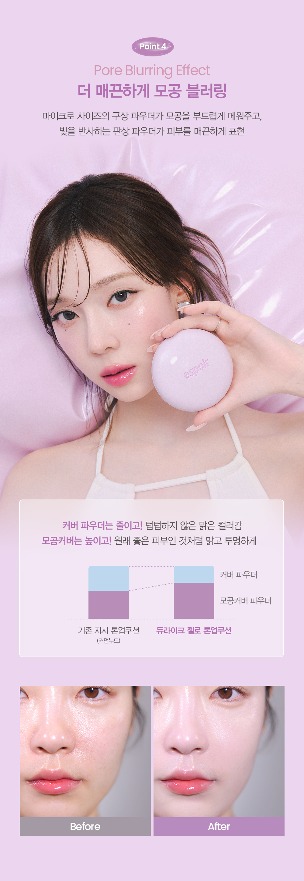 韓國 espoir Dewlike Jello Tone Up Cushion 露水果凍水光調色保濕提亮氣墊 SPF50+ PA+++ - (紫/桃膚/藍)3色選擇