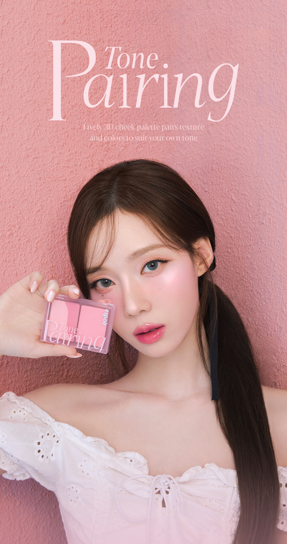 果凍緞光胭脂膏 x 霧面粉～韓國 espoir Tone Pairing Cheek Palette 立體3色雙效妝感胭脂盤 - 4色選擇