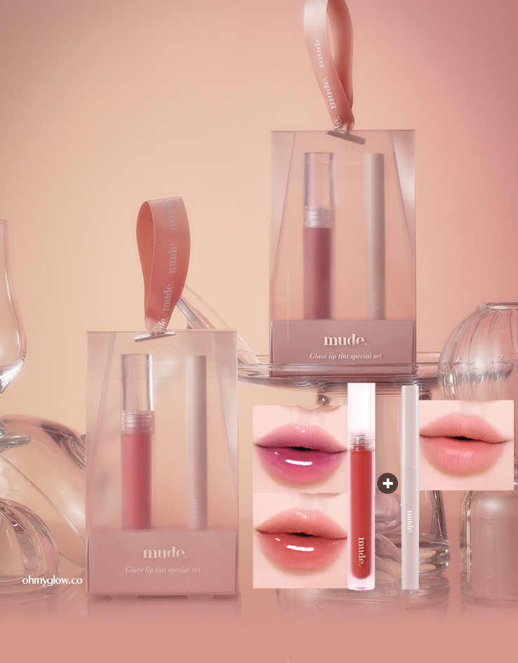 【必入限量1+1Set 送唇筆🔥】韓國 Mude Glace Lip Tint Set 琉璃水光唇釉1＋1優惠套裝(#09-10) - 2色選擇