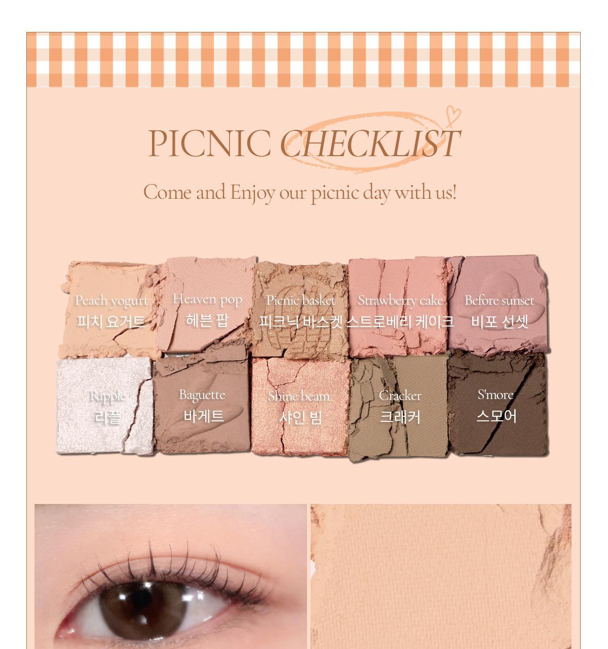 🧡Picnic 野餐系列 韓國 mude Shawl Moment Eyeshadow Palette 十色眼影盤 #07 Picnic Time 柔和淡粉珊瑚