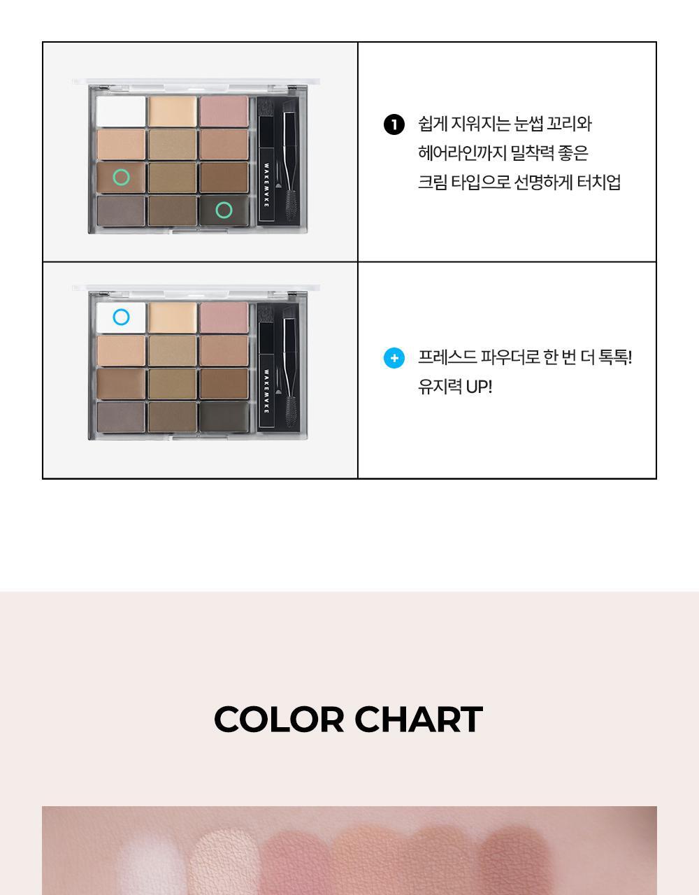 韓國 WakeMake Soft Drawing Brow Palette 多用途造型12色眉盤連眉刷