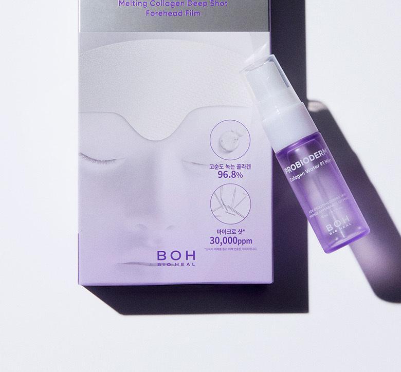 去額頭紋撫平眉頭紋【送膠原蛋白噴霧】～韓國 BioHeal BOH Probioderm Melting Collagen Deep Shot Forehead Film 納米級96.8%高濃度純膠原蛋白微射回彈提拉額頭膜- 5片裝