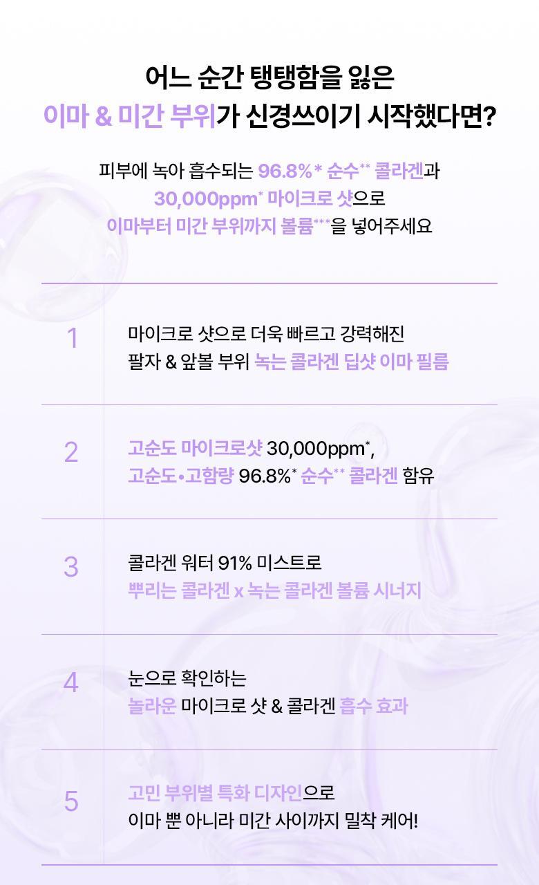 去額頭紋撫平眉頭紋【送膠原蛋白噴霧】～韓國 BioHeal BOH Probioderm Melting Collagen Deep Shot Forehead Film 納米級96.8%高濃度純膠原蛋白微射回彈提拉額頭膜- 5片裝