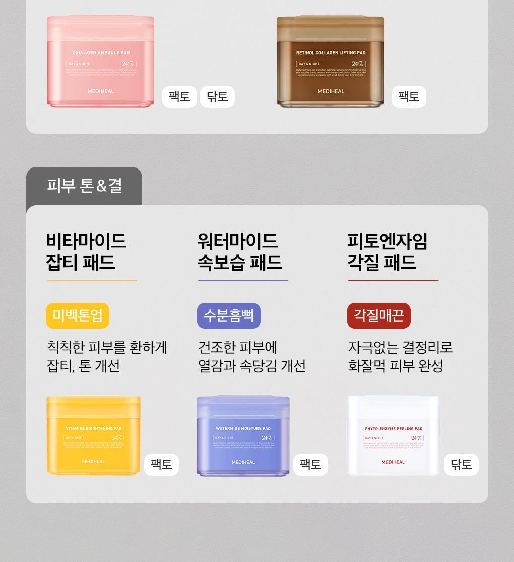 回彈去皺改善下垂~韓國 MediHeal Retinol Collagen Lifting Toner Pad 視黃醇A醇膠原提拉爽膚濕敷棉片 - 100片裝