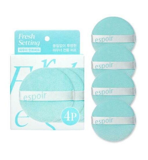 韓國 Espoir Fresh Setting Powder Mint Puff 蜜粉碎粉定妝細絨毛粉樸 - 4個裝