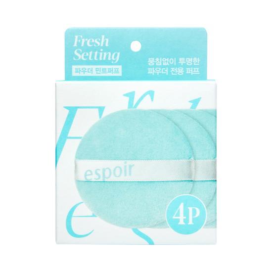 韓國 Espoir Fresh Setting Powder Mint Puff 蜜粉碎粉定妝細絨毛粉樸 - 4個裝