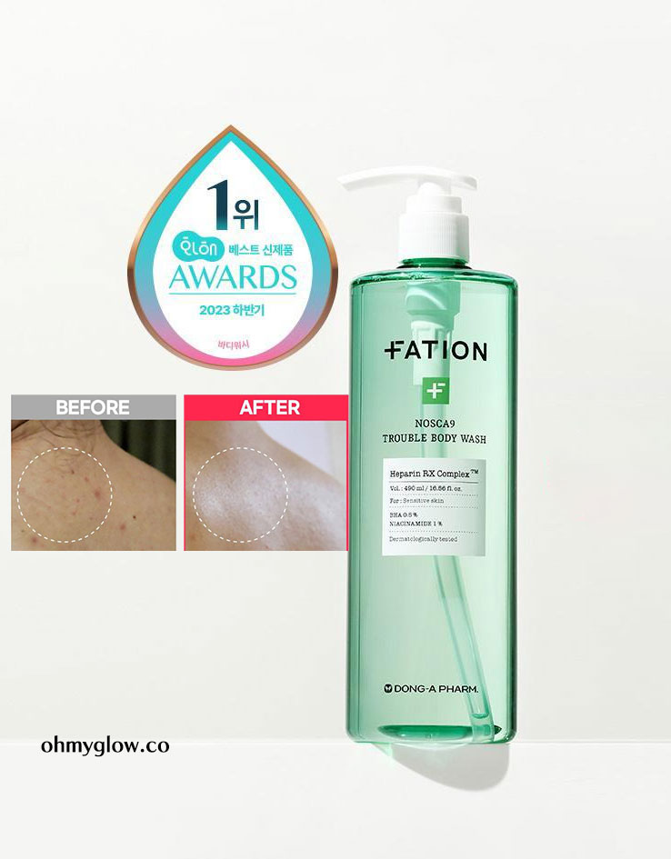 韓國東亞藥廠出品～去身體暗瘡粉刺～FATION Nosca9 Trouble Body Wash 淨痘去粒粒沐浴露 - 490ml