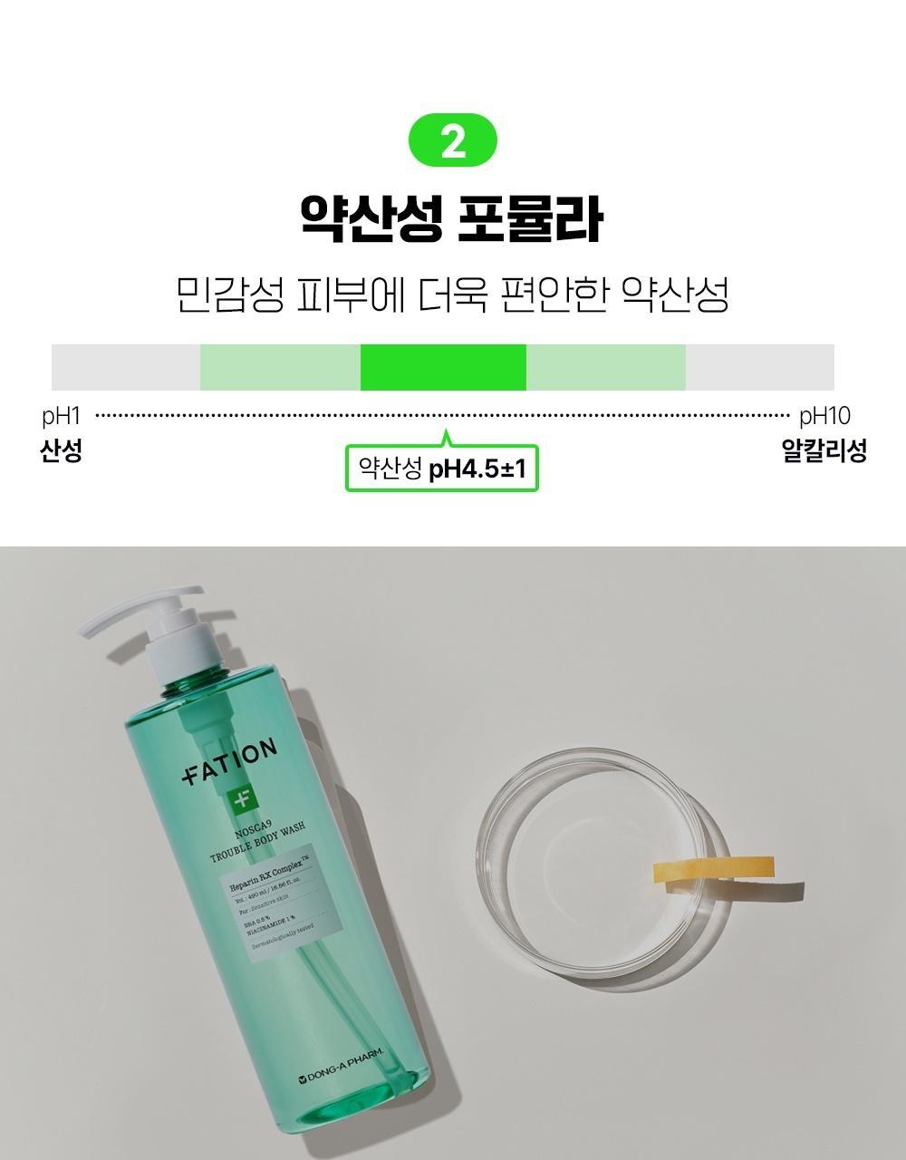 韓國東亞藥廠出品~去身體暗瘡粉刺~FATION Nosca9 Trouble Body Wash 淨痘去粒粒沐浴露 - 490ml