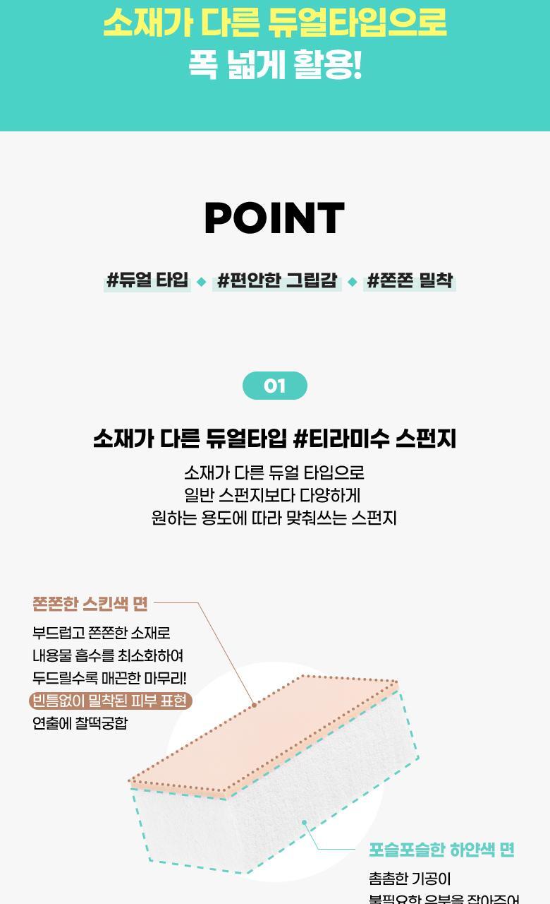 韓國FilliMilli Dual Make Up Sponge 雙面雙用材質夾層海綿粉撲 - 12個裝