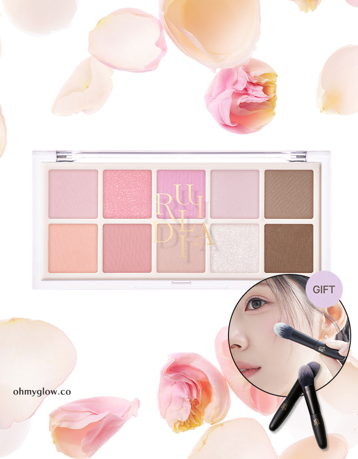 【新品限時送掃】眼影X胭脂All In 1！韓國 RULIDIA Multi-Use Shadow Palette 基礎實用多用途花粉色系綜合盤10色眼影盤 – #03 Fleur