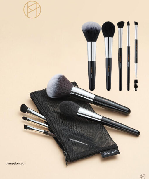 韓國 Studio17 Portable Makeup Brush Set 便攜化妝掃具套裝5件套連收納袋